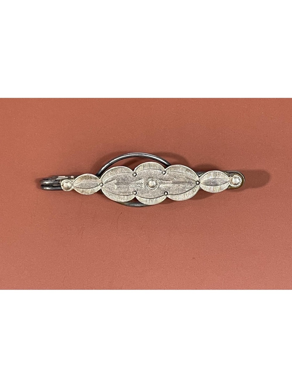 Vintage Tie Bar Clip Navajo Native American Hand Stamped Silver and Alloy